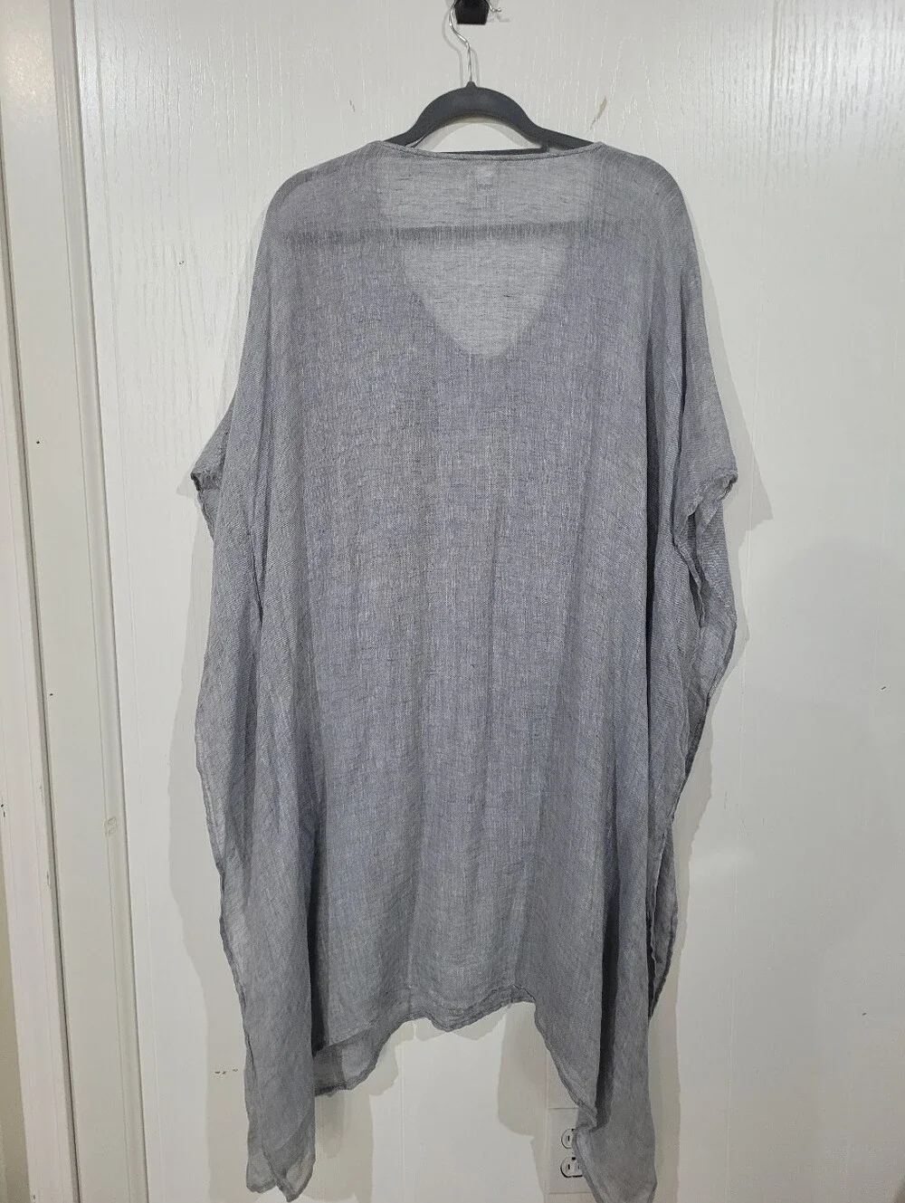 Eileen Fisher Light Gray Organic Linen Gauze V-Neck Linen Tunic Caftan Size XL - Picture 4 of 8